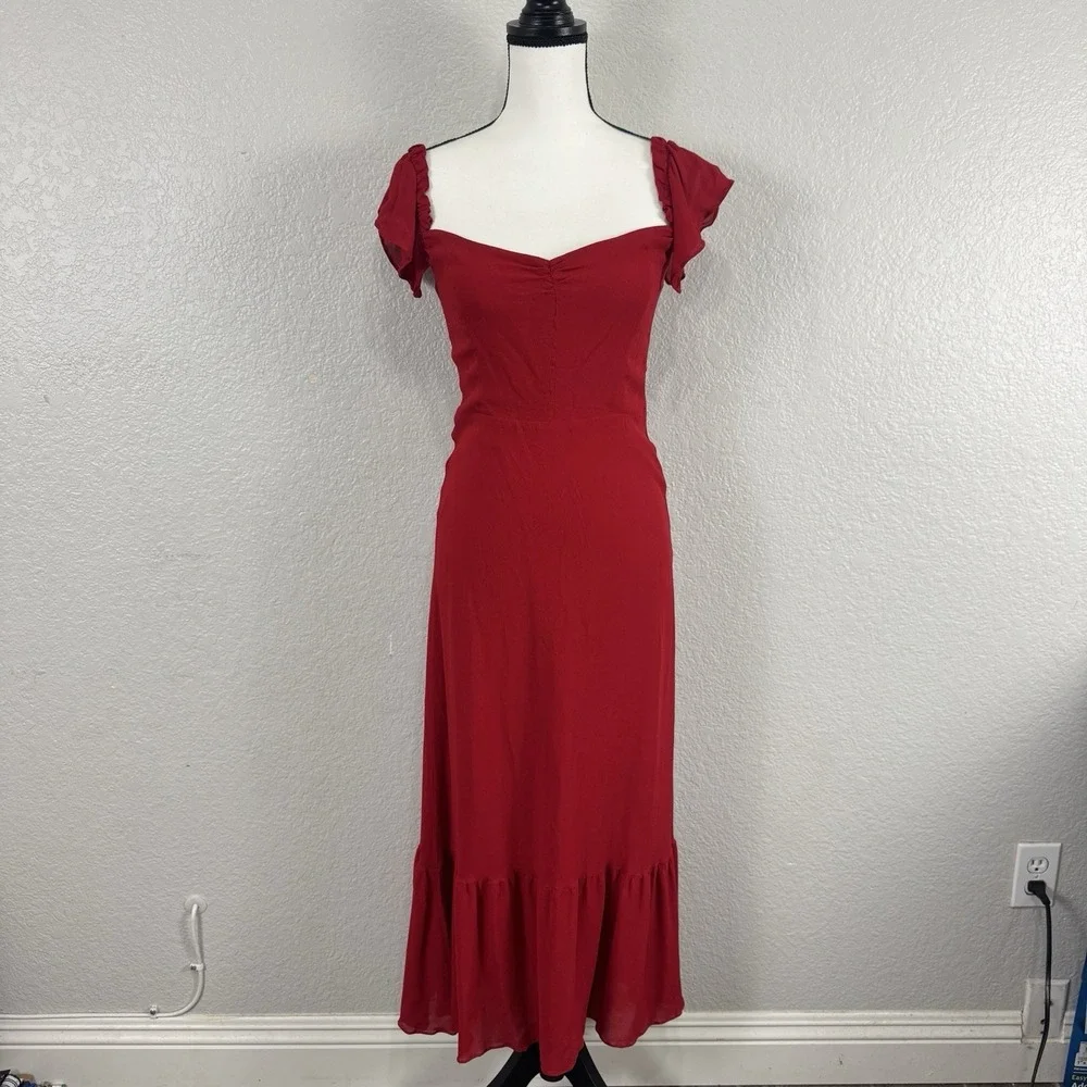 eyelet red dress Brick Puff Sleeve - Mini Dresses Women's size:20 pastel gown Hippie Hippie Chic Cream weather essential